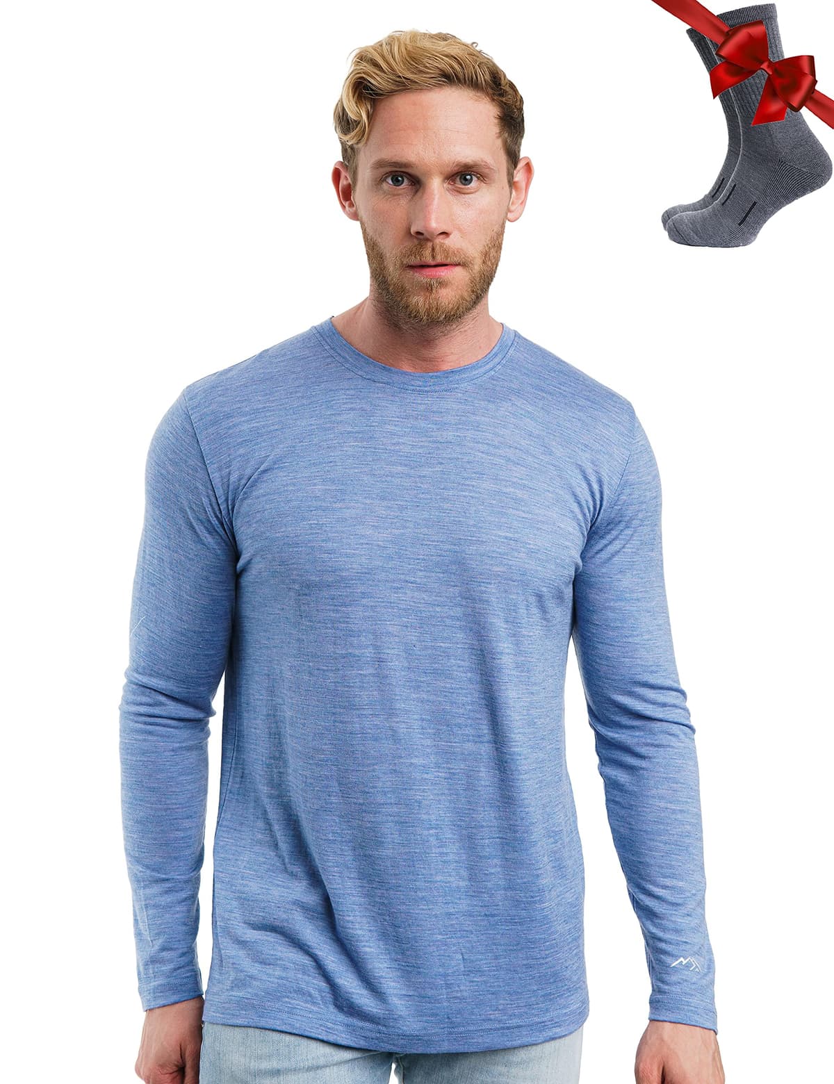 Merino.tech Camiseta Lana Merino Hombre - Deportiva Ropa Térmica 100% Lana Merino Ligero, Medio, Pesado con Calcetines — view 31