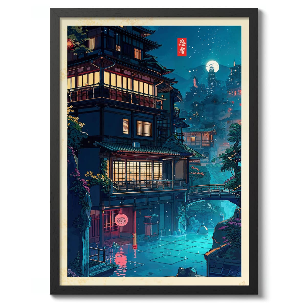 Tokyo Tea House Anime Woodblock Poster Modern Ukiyo-E, Japanese Cartoon Illustration Print, Archival Matte, A4 (Print Only) - 29.7x21cm — view 17