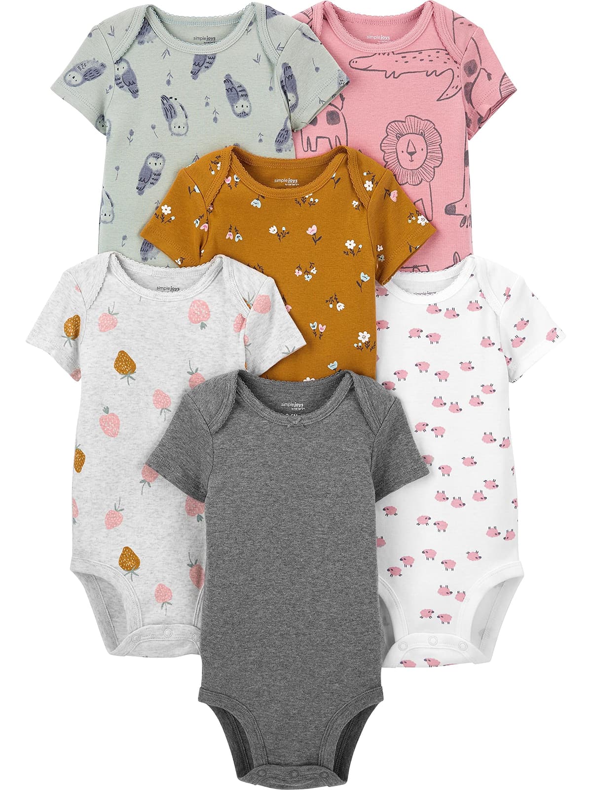 Simple Joys by Carter's 6-Pack Short-Sleeve Bodysuit Body Bebé-Niñas (Pack de 6) — view 12