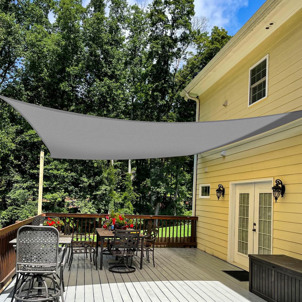 TANG 10' x 12' Sun Shade Sail Rectangle Outdoor Canopy UV Block Sunshades for Patio, Square Shade Cloth for Backyard Porch Deck Garden Pergola Cover, Gray