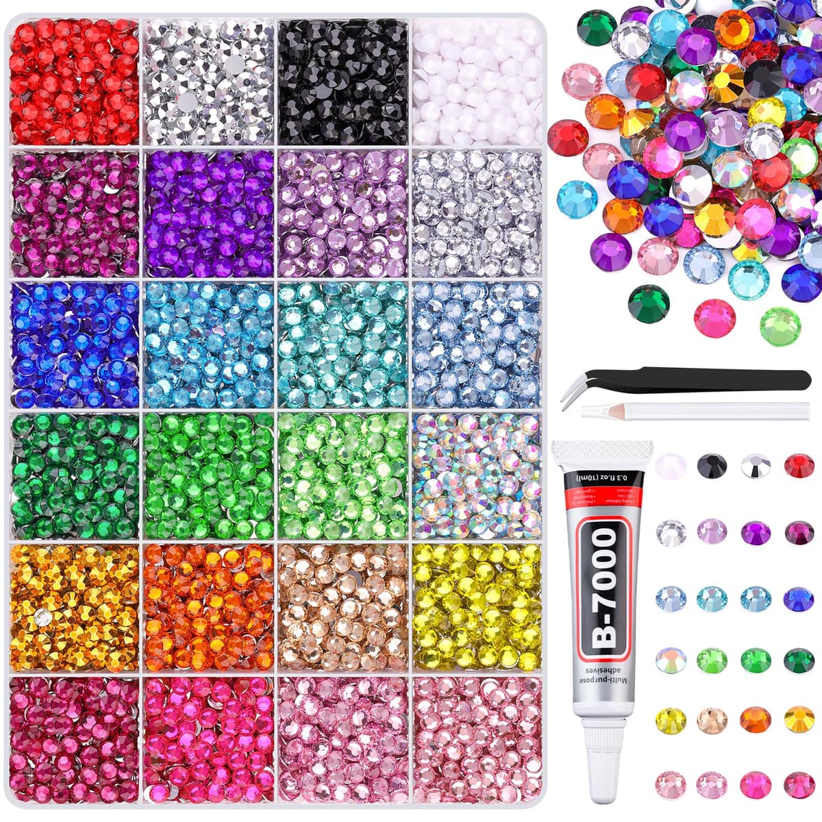 Resin Jelly Rhinestones for Crafting with B7000 Jewelry Glue, 2 Boxes Gold Flatback Crystals with 2Pcs 10ml Glue, Bedazzling Non Hotfix Gems for DIY Tumblers Clothing Shoes Manicure — view 20