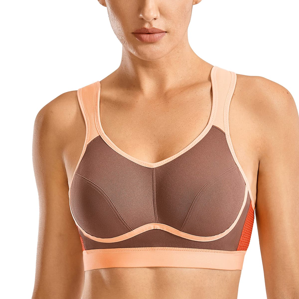 SYROKAN Women's Comfort Sports Bra High Impact for Large Breasts Wireless Stretch Support Bounce Control — view 10