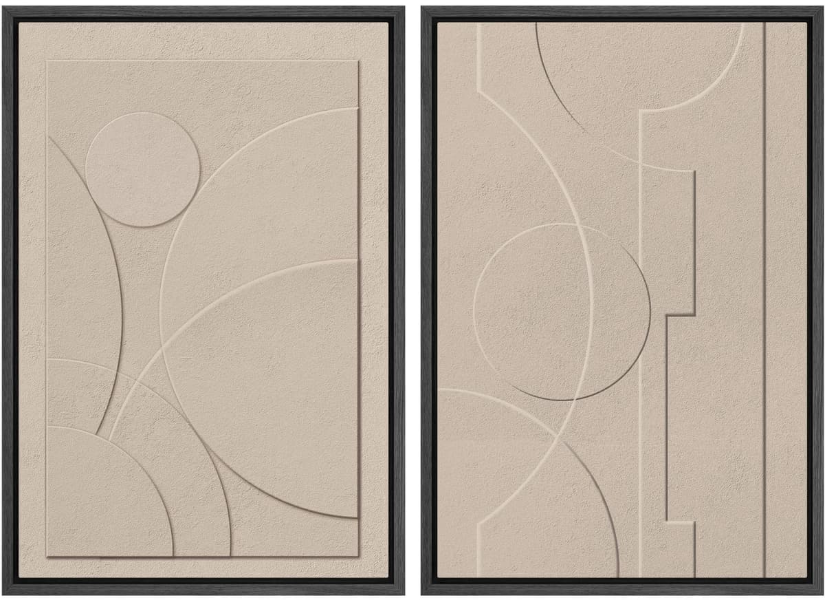 SIGNWIN Framed Canvas Print Wall Art Abstract Wave Pattern Modern Art Minimalist Neutral Decor for Living Room, Bedroom, Office - 16"x24"x2 Natural — view 139