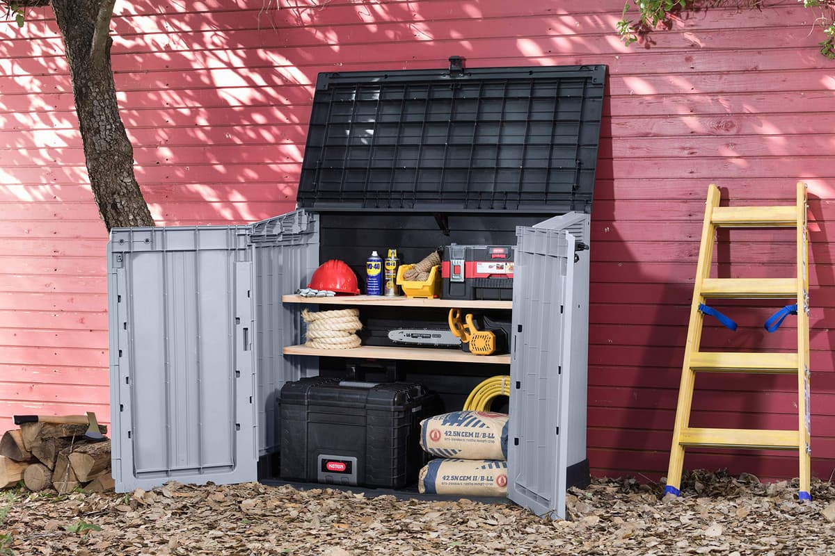 Keter Store It Out Nova Outdoor Garden Furniture Storage Shed Light Grey with Dark Grey Lid | Fade Free | All Weather Resistant | Safe and Secure | Zero Maintenance | 5 year Warranty — view 4