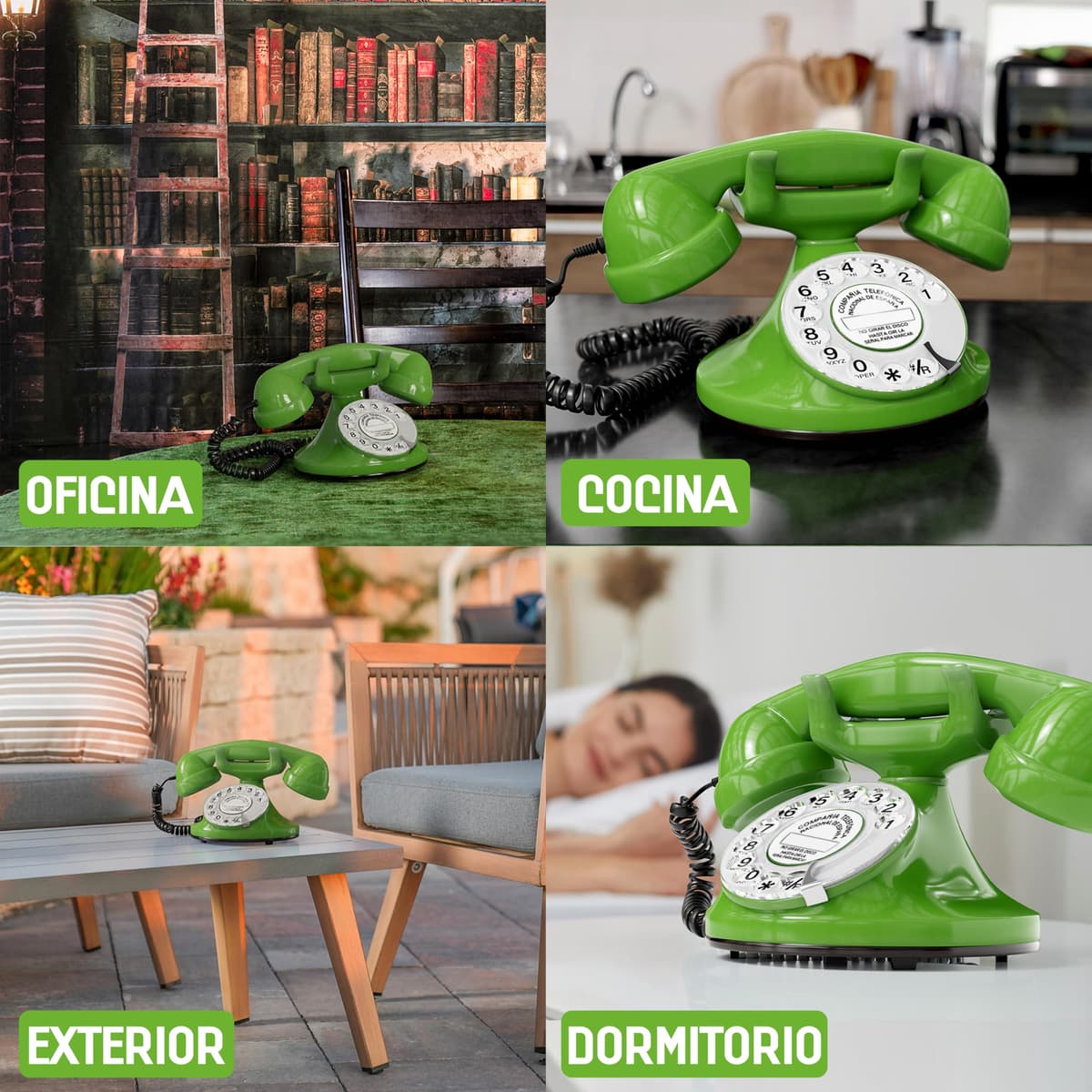 Opis FunkyFon Cable: El Teléfono Fijo Retro Vintage, un Teléfono Antiguo y Clásico para tu Casa Verde — view 5