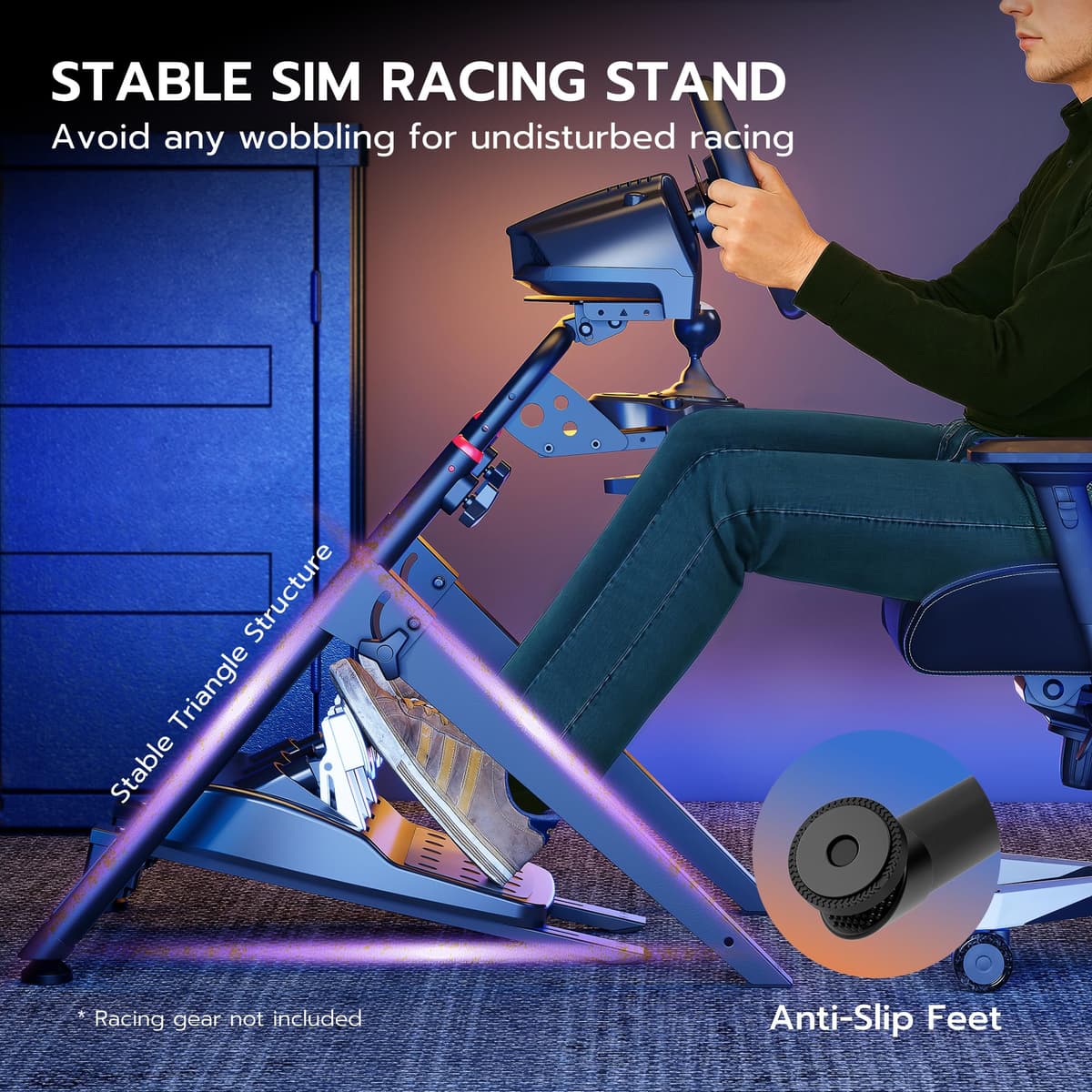 ARES WING Soporte para volantes compatible con Fanatec, Thrustmaster, Logitech, Moza – Cabina de SIM Racing plegable para volantes de juego – Soporte de volante inclinable para PS4, Xbox, PC — view 5