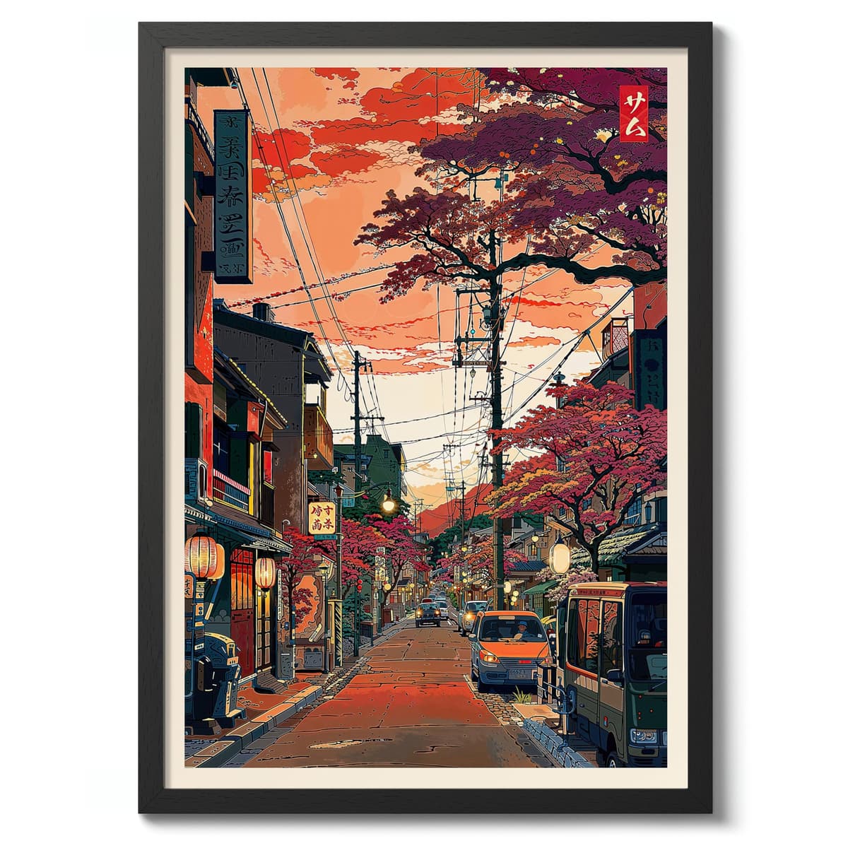 Tokyo Tea House Anime Woodblock Poster Modern Ukiyo-E, Japanese Cartoon Illustration Print, Archival Matte, A4 (Print Only) - 29.7x21cm — view 35