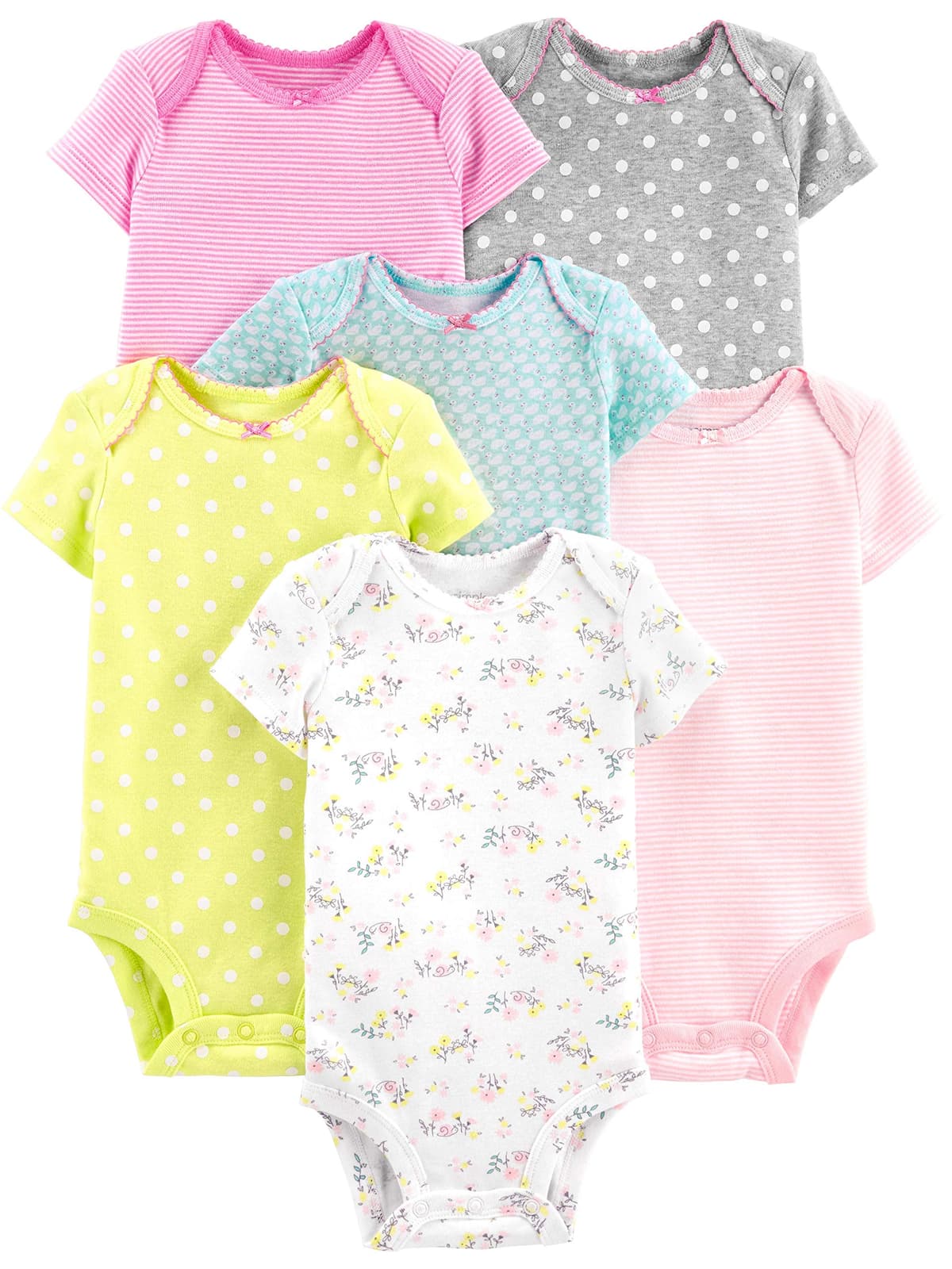 Simple Joys by Carter's 6-Pack Short-Sleeve Bodysuit Body Bebé-Niñas (Pack de 6) — view 23