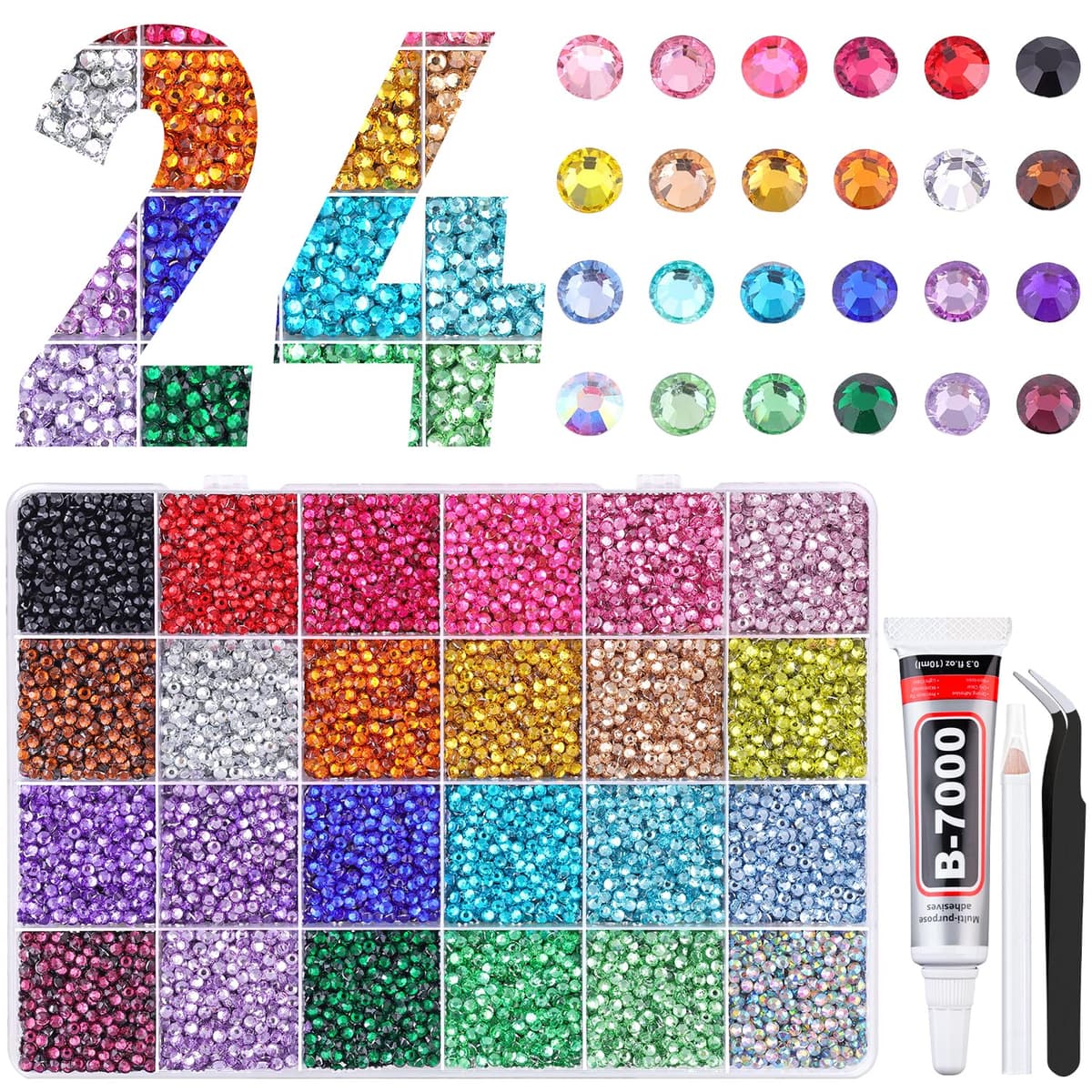 Resin Jelly Rhinestones for Crafting with B7000 Jewelry Glue, 2 Boxes Gold Flatback Crystals with 2Pcs 10ml Glue, Bedazzling Non Hotfix Gems for DIY Tumblers Clothing Shoes Manicure — view 44