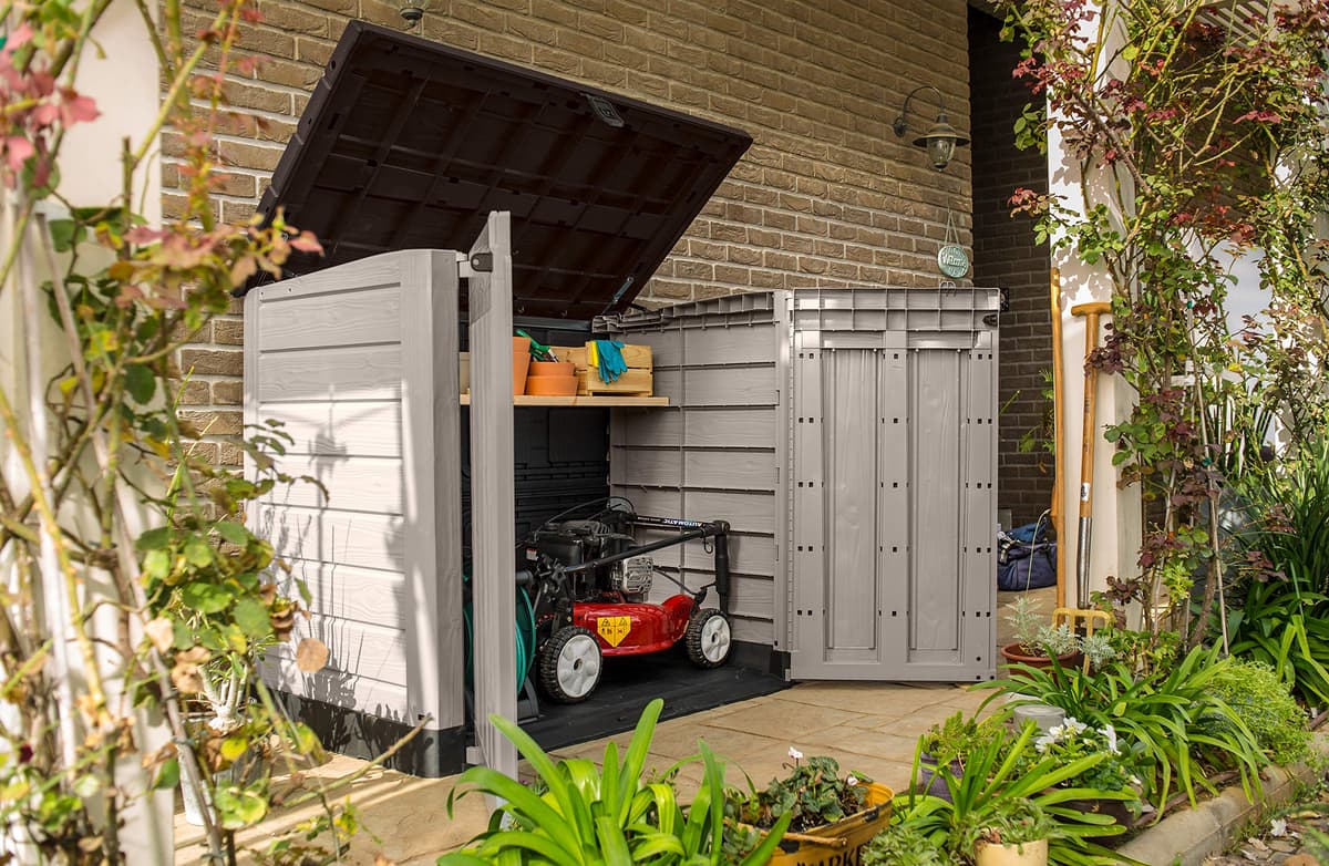Keter Sio Pro -Cobertizo de jardín Exterior, Capacidad 1200L, Color Beige/Marrón, 145,5 x 82 x 123 cm — view 4