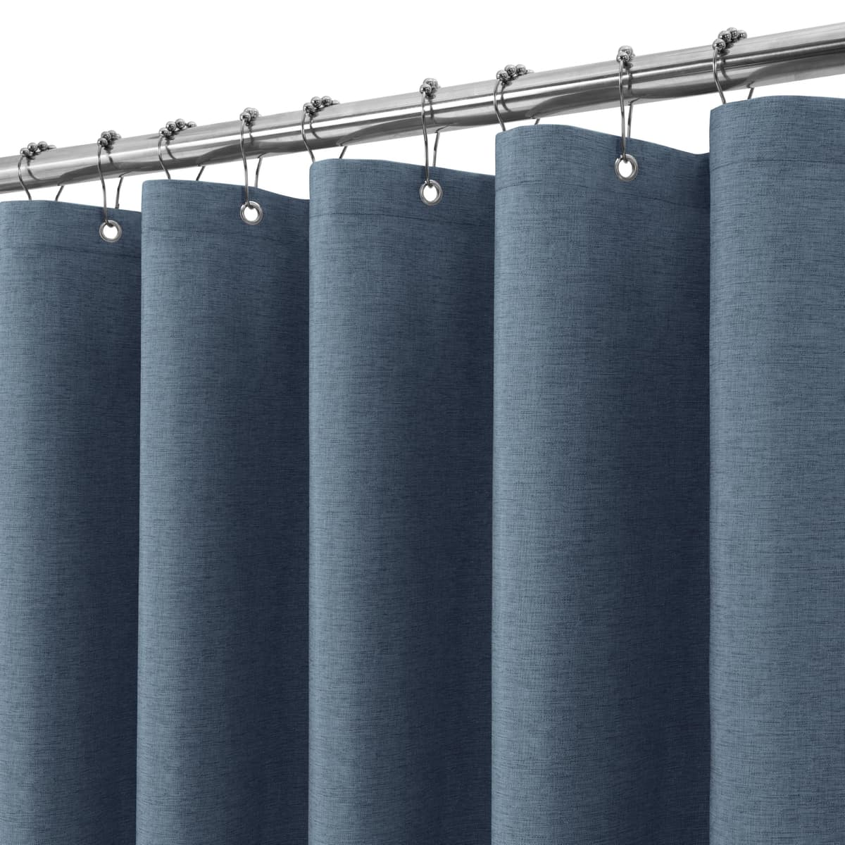 Cortina de Ducha para Baño Impermeable con Ganchos de Metal Cortina de Ducha de Tela Waffle Cortina de Baño Resistente y Antimoho para Bañera o Cabina - 152 x 182 cm (Blanco) — view 23