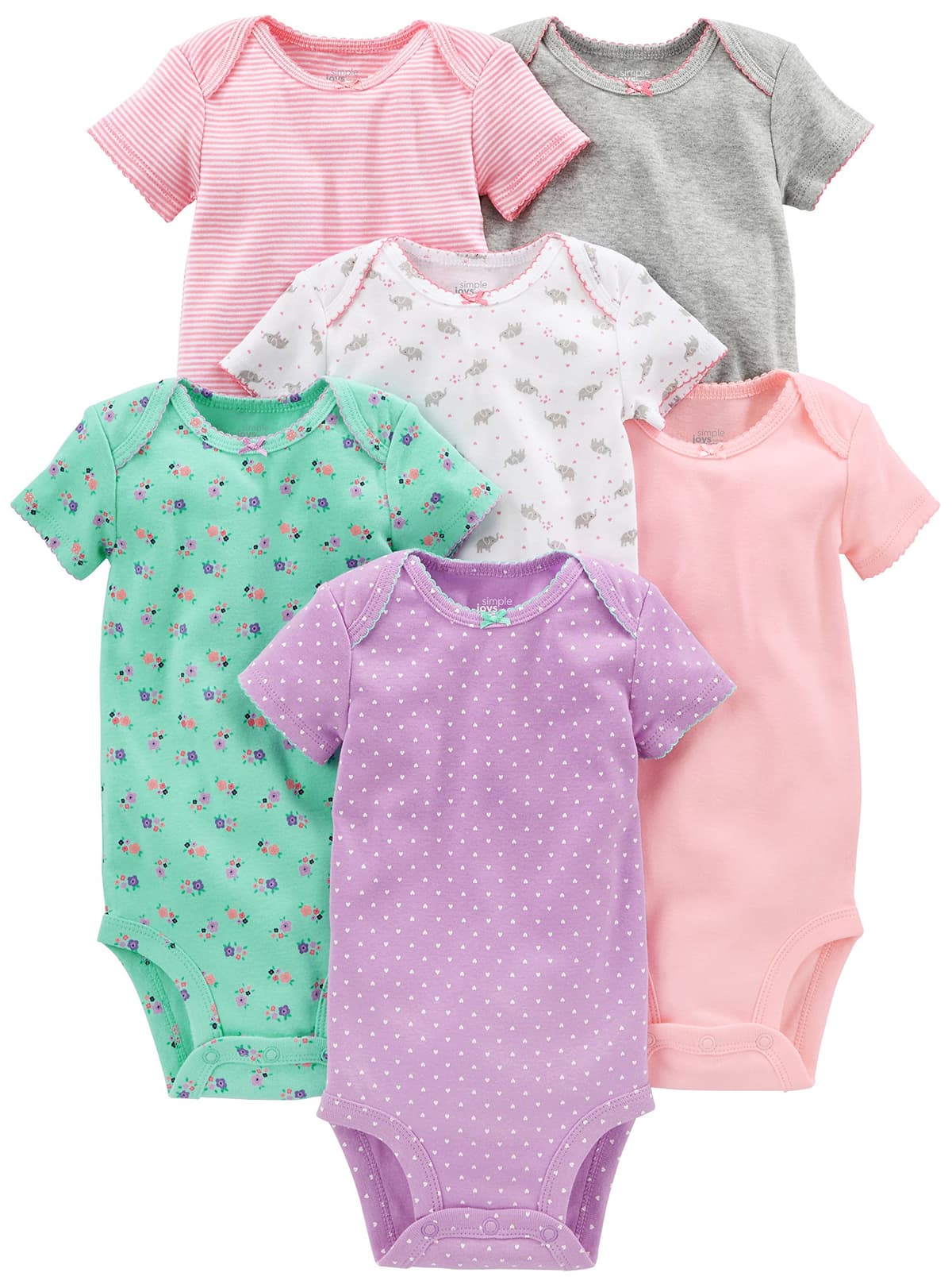Simple Joys by Carter's 6-Pack Short-Sleeve Bodysuit Body Bebé-Niñas (Pack de 6) — view 16