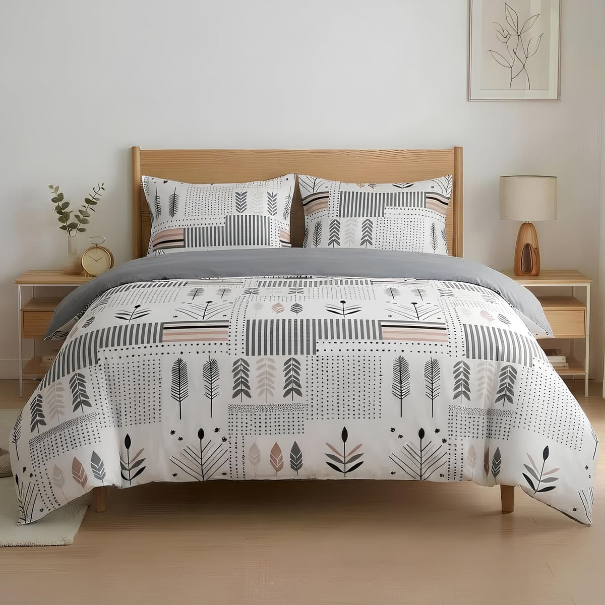 Etrexonline Juego de Funda Nórdica 3 Piezas Cama 150 Microfibra Suave Transpirable - 1 Funda Edredón 220x240 cm y 2 Fundas de Almohada 50x75 cm (Geometricas)