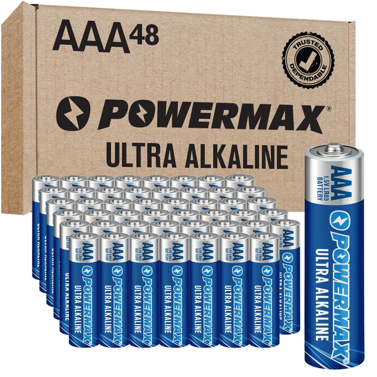 Powermax 24-Count Triple AAA Batteries, Ultra Long Lasting Alkaline Battery for Home and Office, 10-Year Shelf Life, Reclosable Packaging — view 8