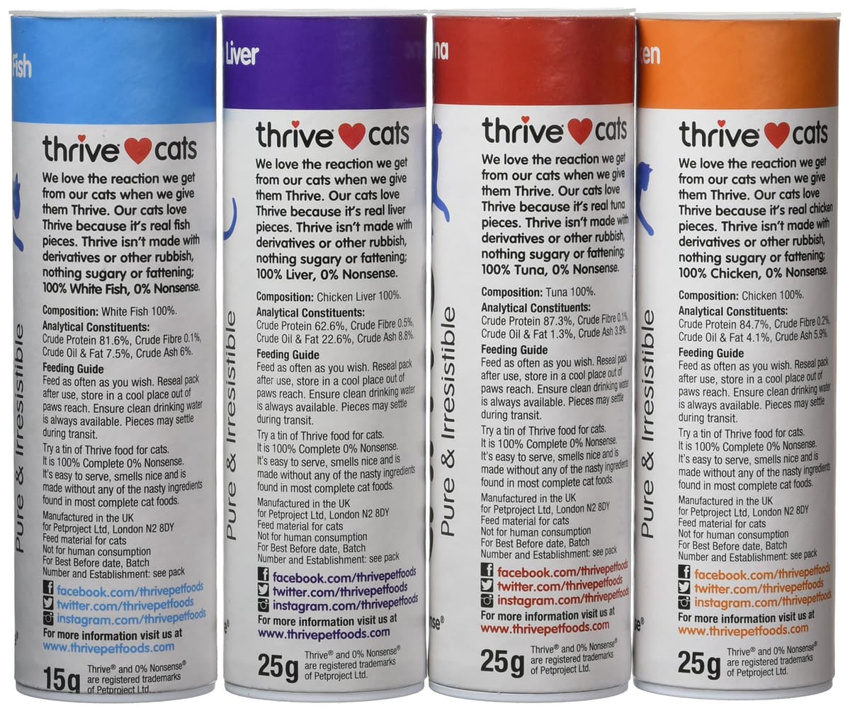 Thrive Cat Treats - Assorted Chicken, White Fish, Tuna & Chicken Liver,(Pack of 4) — view 2