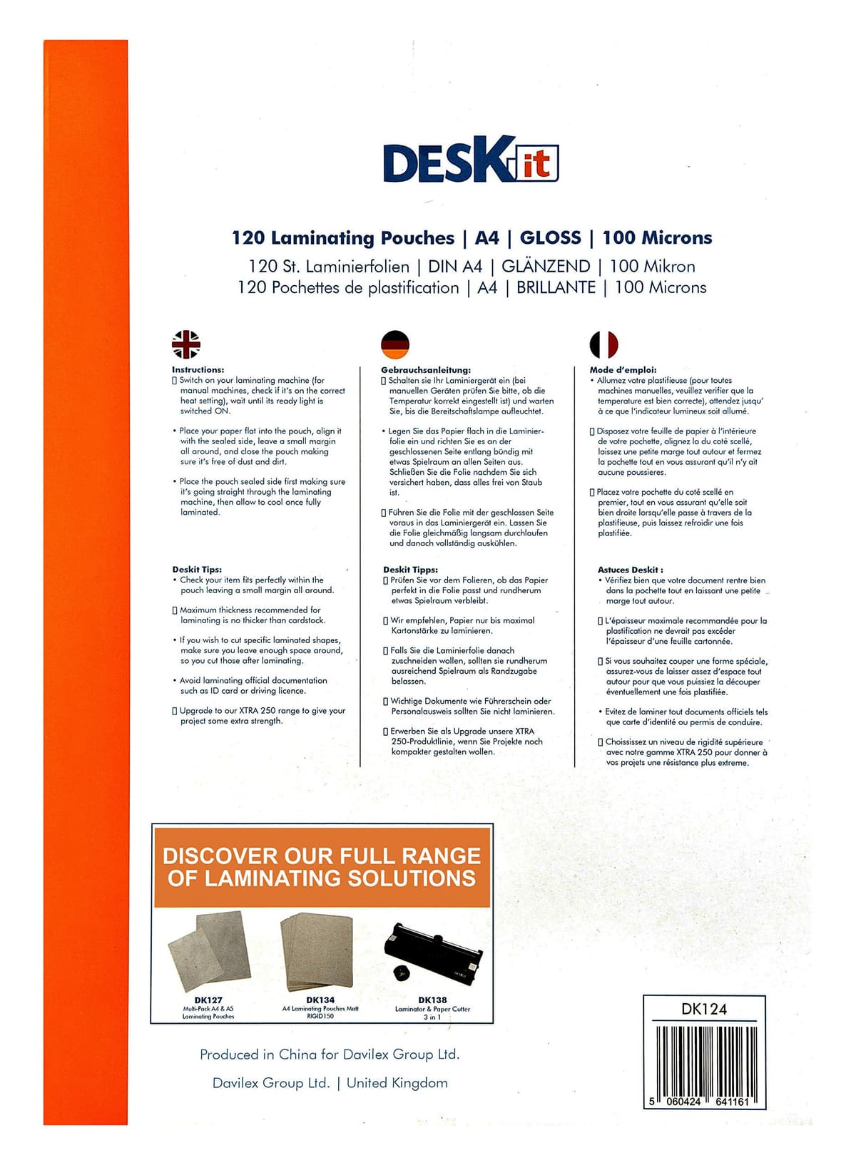 Deskit Laminating Pouches A4, Glossy, 120 Sheets, 100 Microns - Clear and Durable Presentations - Flexible Rigidity for Everyday Use — view 3