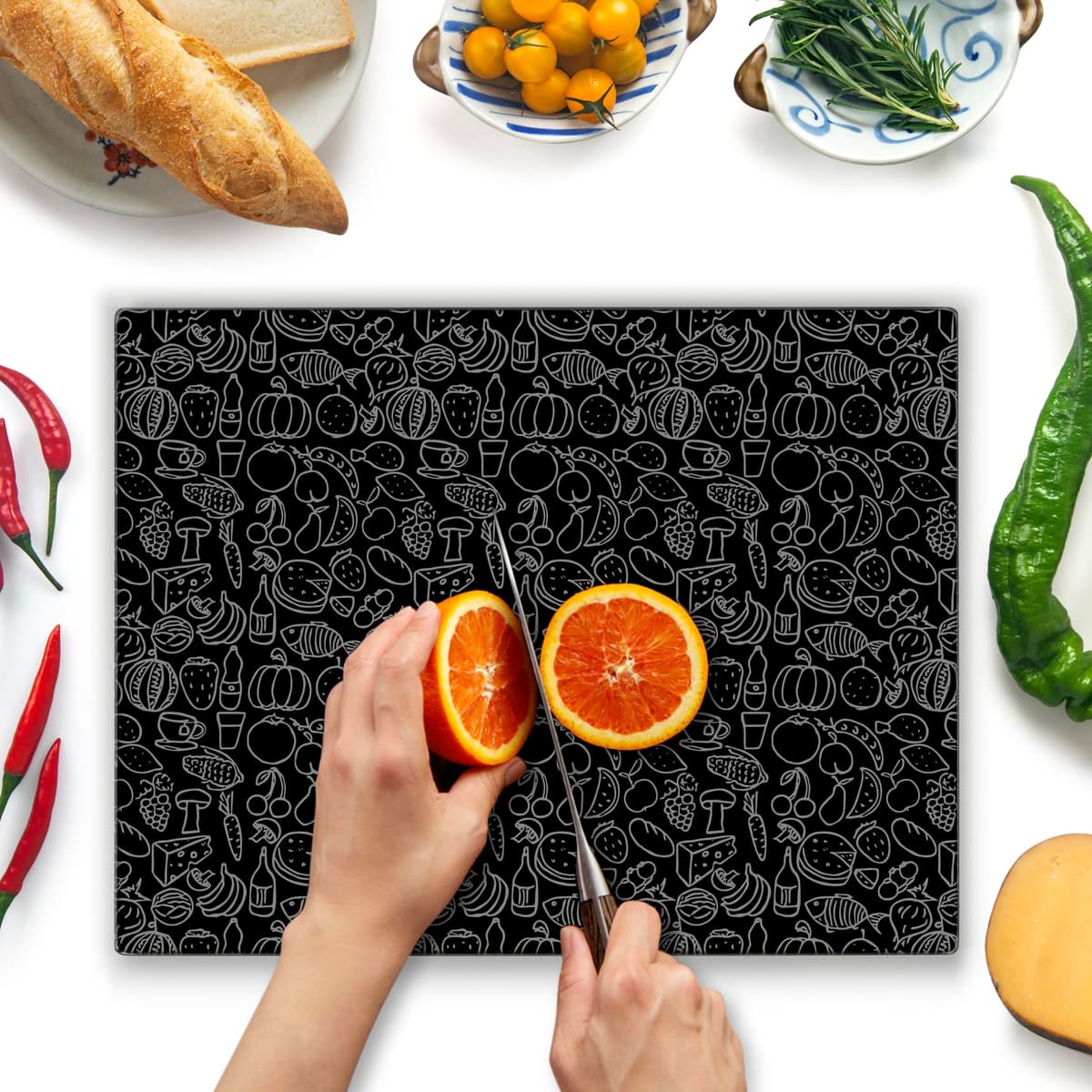 Tabla de Cortar de Vidrio 40 x 30 cm: Protector de Encimera de Vidrio para Cocina - Vidrio Templado Duradero e Higiénico, Resistente a Arañazos - TRANSPARENTE — view 17