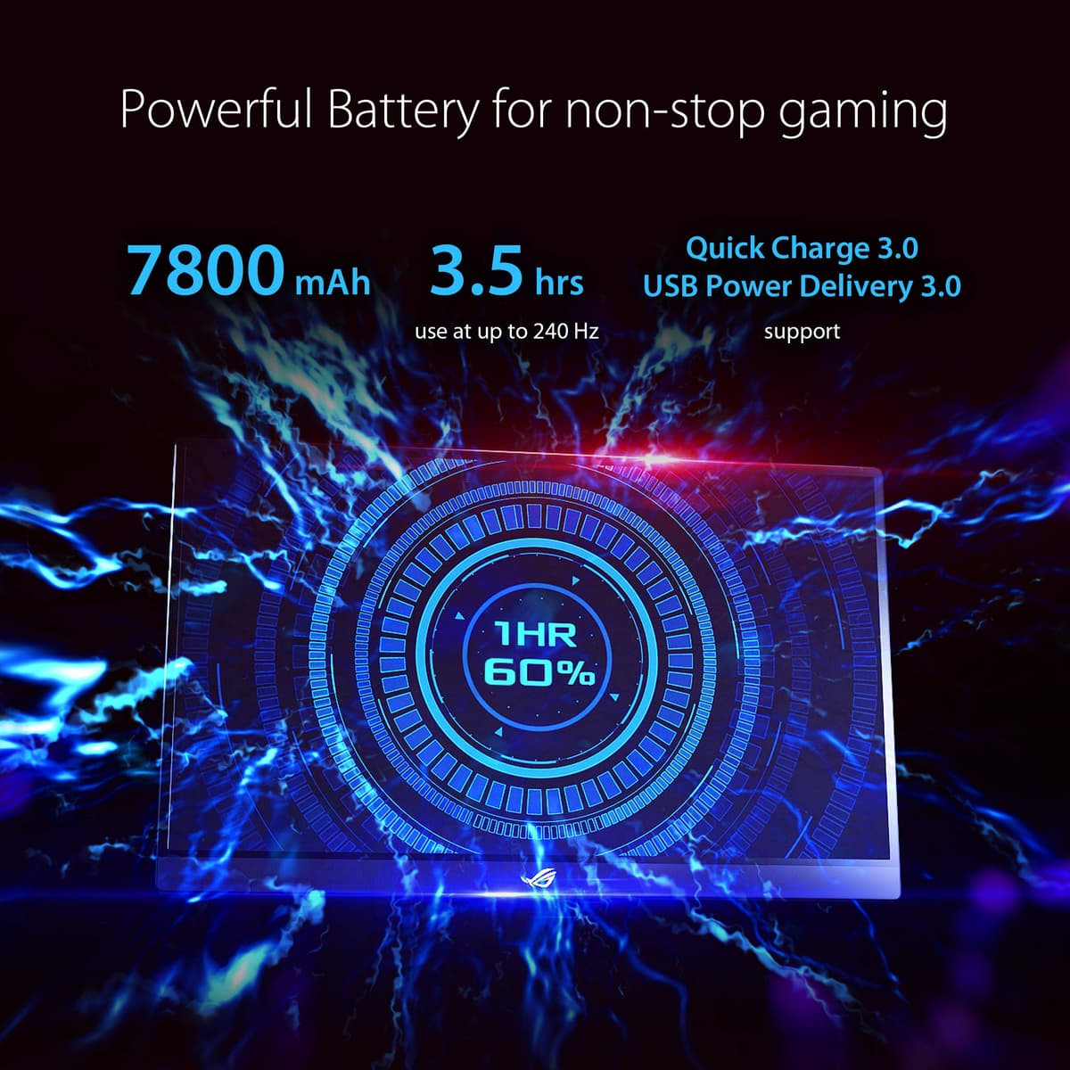 ASUS ROG Strix 17.3" 1080P Portable Gaming Monitor (XG17AHP)-FHD, IPS, 240Hz, Adaptive-Sync, Built-in Battery, ROG Bag, Tripod Stand, USB Type-C, Micro HDMI for Laptop, PC, Console, 3-Year Warranty — view 5