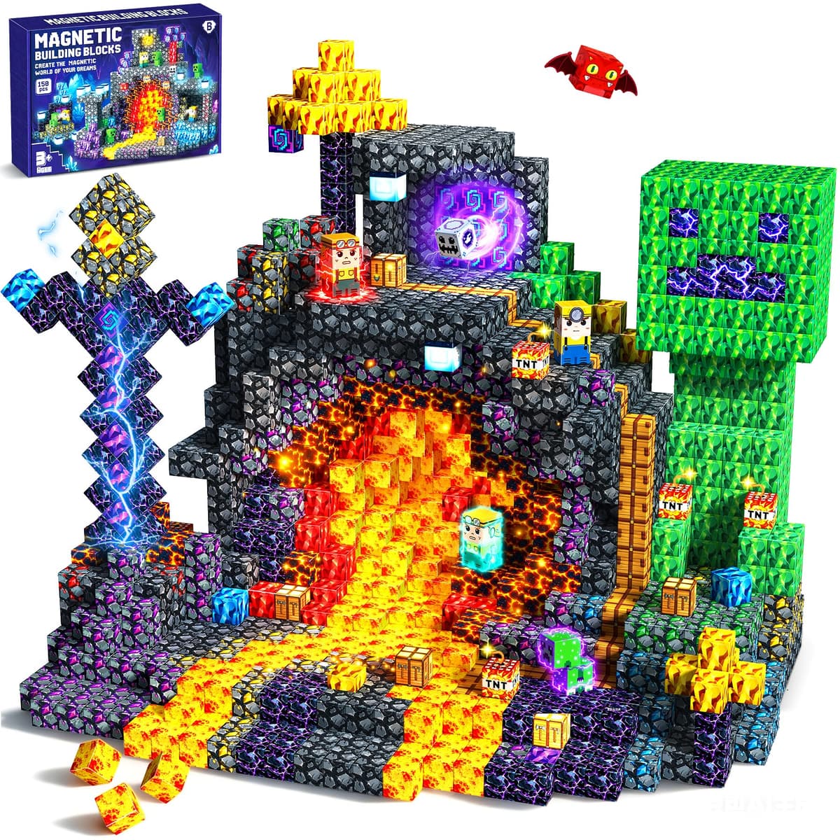 Pourbibi Bloques Magneticos Construccion Niños,Magneticas Niños,Juguetes Niños 3 Años,Piezas Construcciones Magneticas,Juguete Creativo Montessori para 3 4 5 6 7 8 9 10 Años — view 9