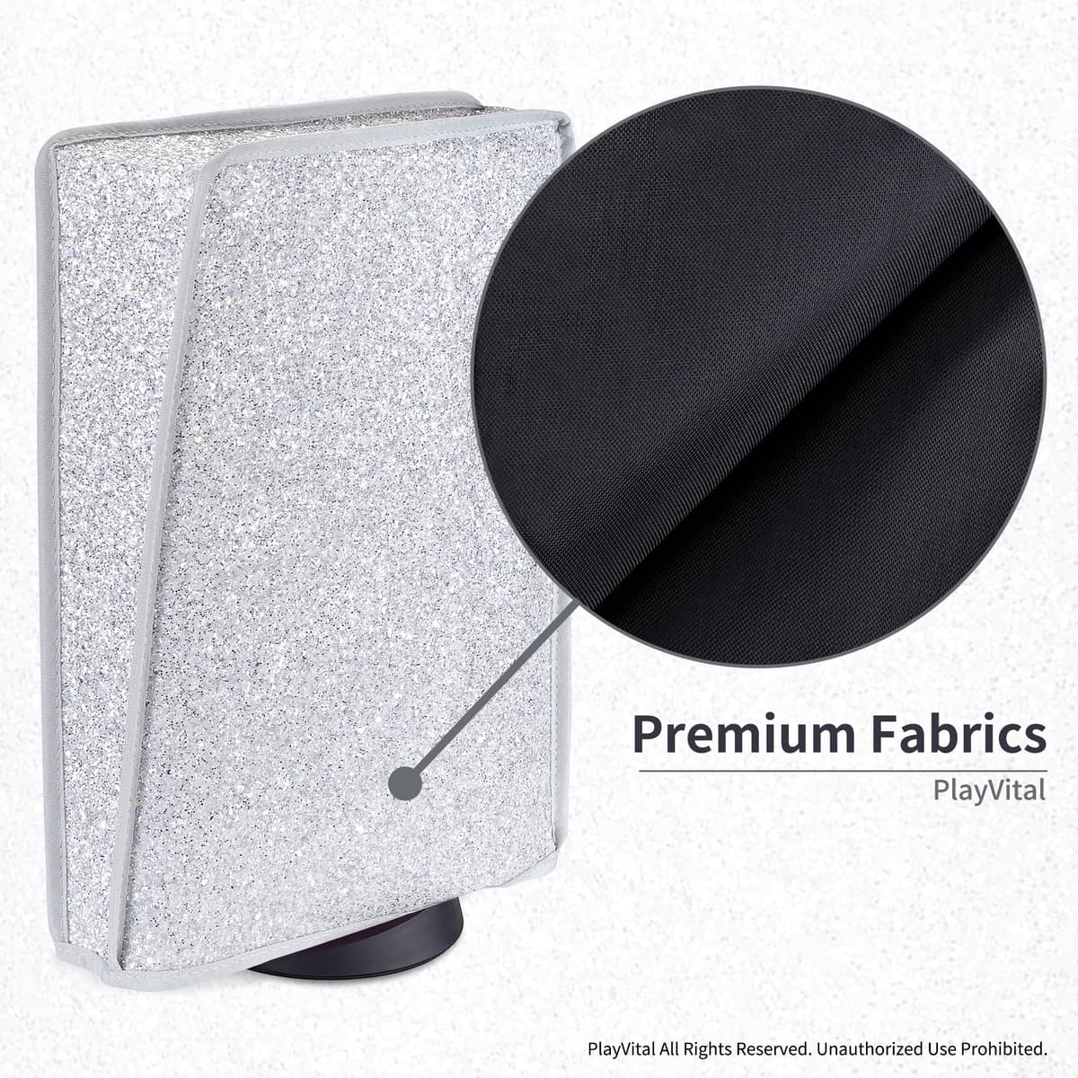 PlayVital Funda Antipolvo Vertical para ps5 - Cubierta Protectora Antirrayas y Anti-Agua, Doble Capa con Forro Suave, Compatible con ps5 Digital & Estándar, Accesorio para Consola (Plata Brillante) — view 5