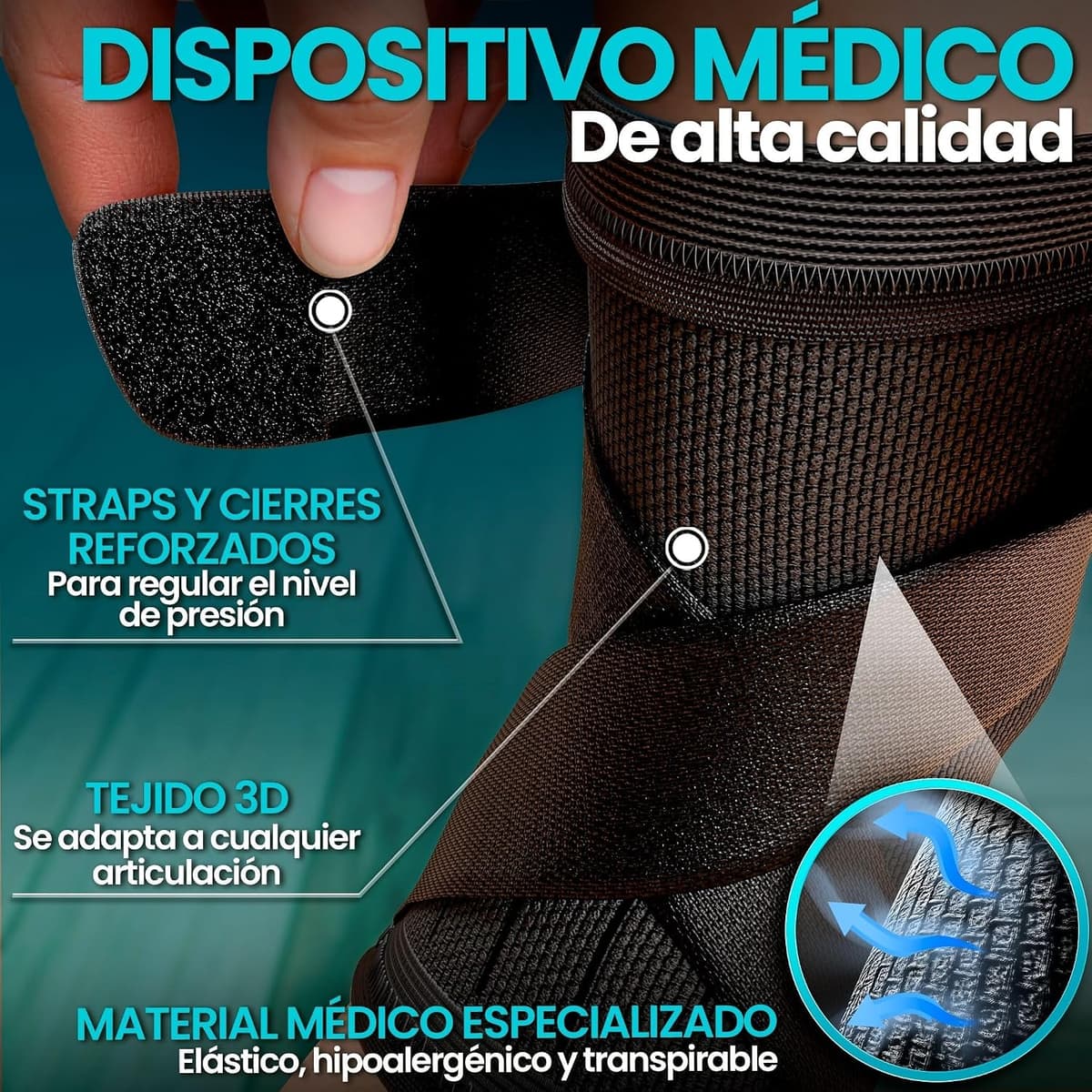 NativoDex Tobillera para Estabilizar y Prevenir Torceduras, Soporte y Compresión para Lesiones en el Tobillo, Deportiva con A — view 2