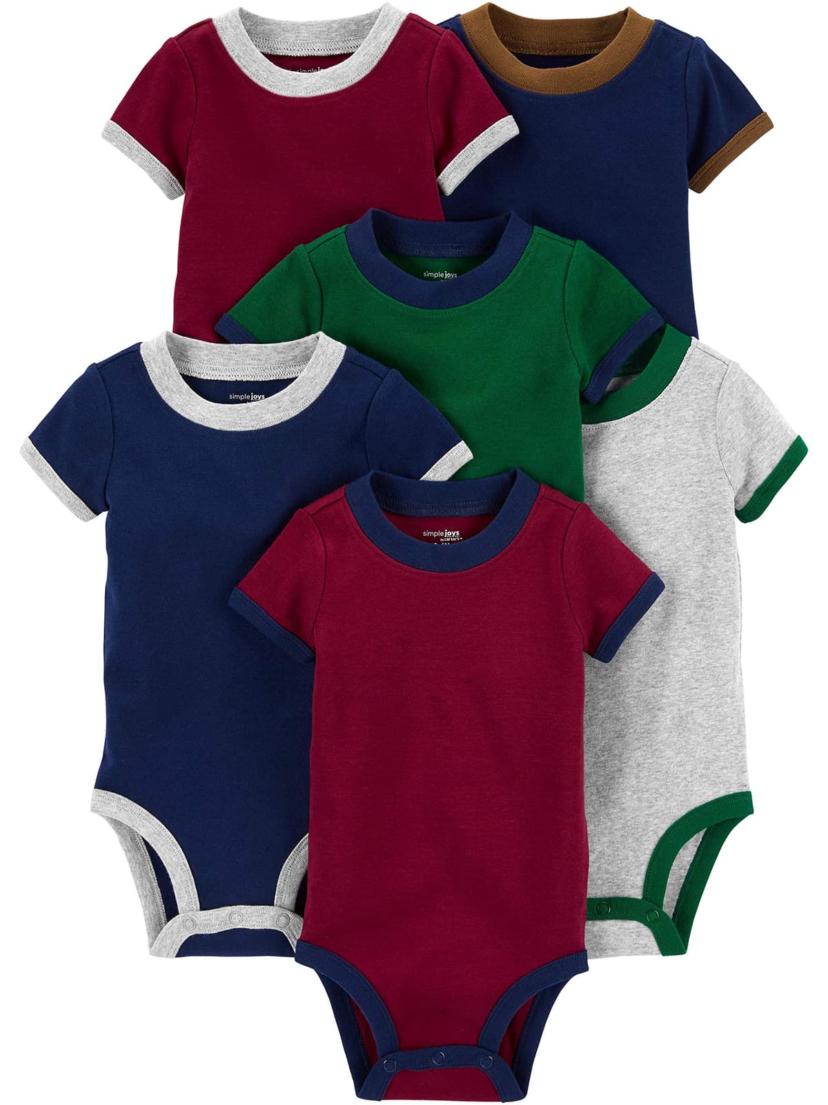 Simple Joys by Carter's Short Sleeve Bodysuit Body Bebé-Niños (Pack de 6)