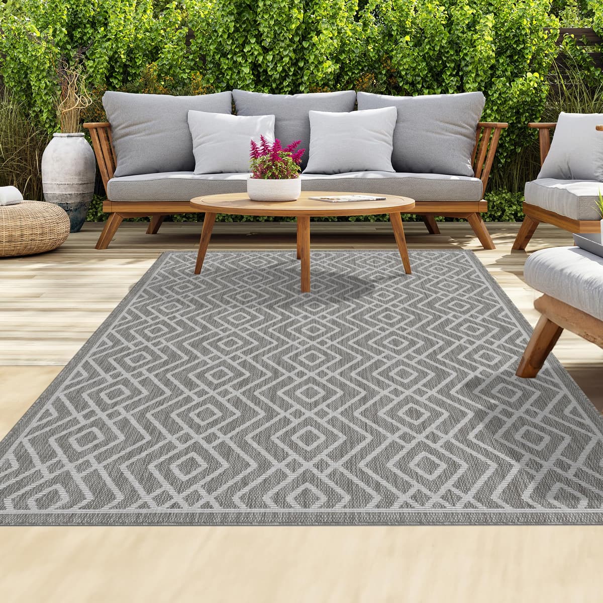 homeart Outdoor Rugs | Easy-Cleaning Indoor & Outdoor Area Rugs for Porch, Deck, Balcony, Garden, Picnic, Kitchen, Hallway | UV & Weather-Resistant Large Patio Rug Mats | Green Cream, 80 x 150 cm — view 58