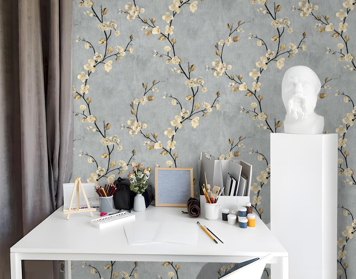 myforHD Papel Pintado Autoadhesivo Flores Papel de Pared Papel Adhesivo para Muebles Removible Impermeable Estilo Retro Vinilo PVC Pegatina Decorativos Pared Salon Papel Pared Dormitorio — view 7