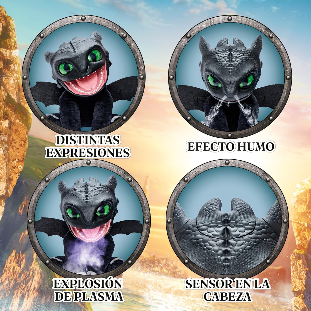 Puppetronic Real FX Toothless - Peluche de Destentao de Cómo Entrenar a tu Dragón, Marioneta Electrónica de 30 cm, +50 Reacciones y Sonidos, Efectos de Humo y Fuego, 6+ años, Famosa (RE000000) — view 6