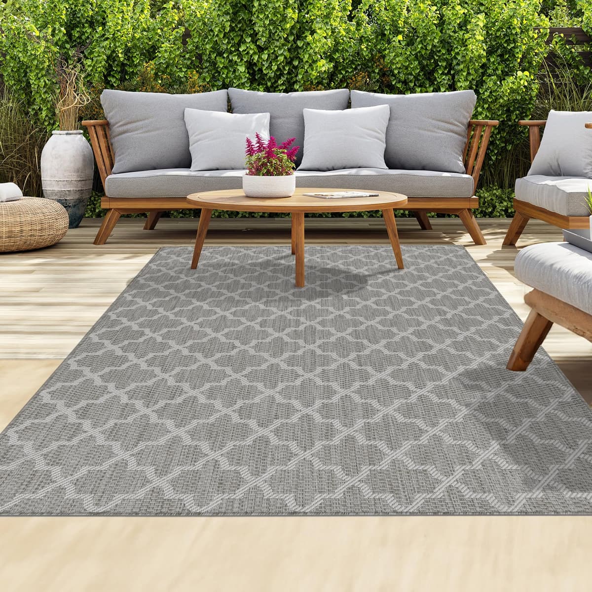 homeart Outdoor Rugs | Easy-Cleaning Indoor & Outdoor Area Rugs for Porch, Deck, Balcony, Garden, Picnic, Kitchen, Hallway | UV & Weather-Resistant Large Patio Rug Mats | Green Cream, 80 x 150 cm — view 18