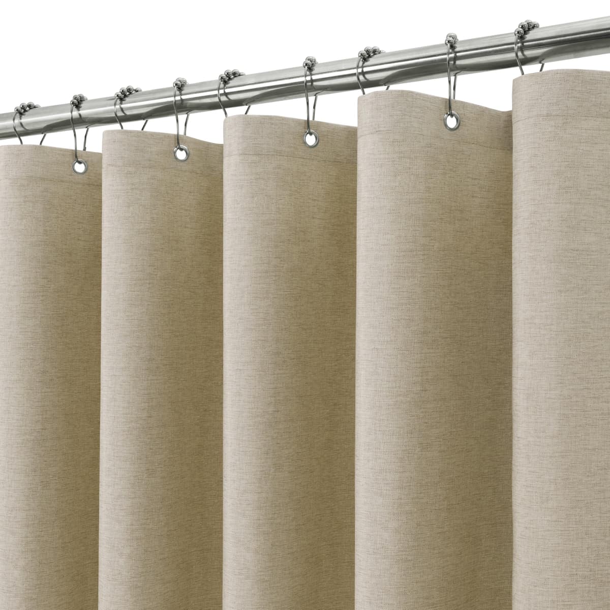 Cortina de Ducha para Baño Impermeable con Ganchos de Metal Cortina de Ducha de Tela Waffle Cortina de Baño Resistente y Antimoho para Bañera o Cabina - 152 x 182 cm (Blanco) — view 8
