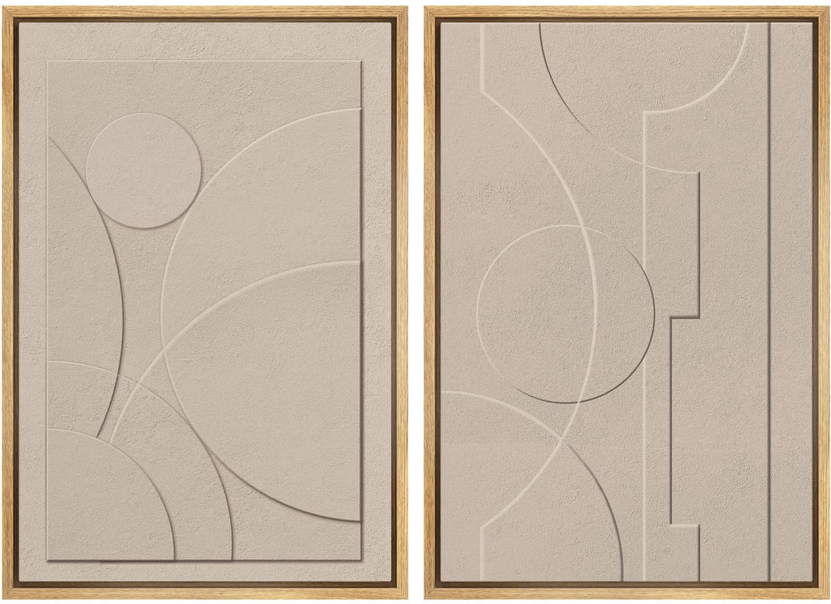 SIGNWIN Framed Canvas Print Wall Art Abstract Wave Pattern Modern Art Minimalist Neutral Decor for Living Room, Bedroom, Office - 16"x24"x2 Natural — view 122
