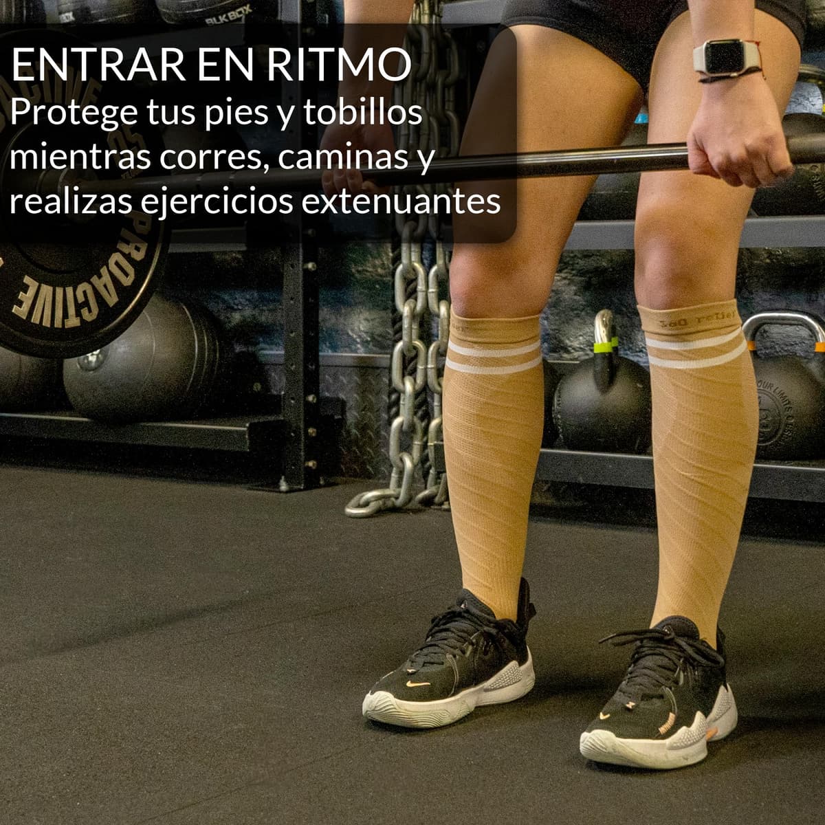 360 Relief Medias de Compresión Mujer y Hombre - 1 Par Calcetines de Compresión para Deportes, Correr, Volar, Viaje, Trabajo, Footing - S/M Beis con Bolsa de Malla — view 58