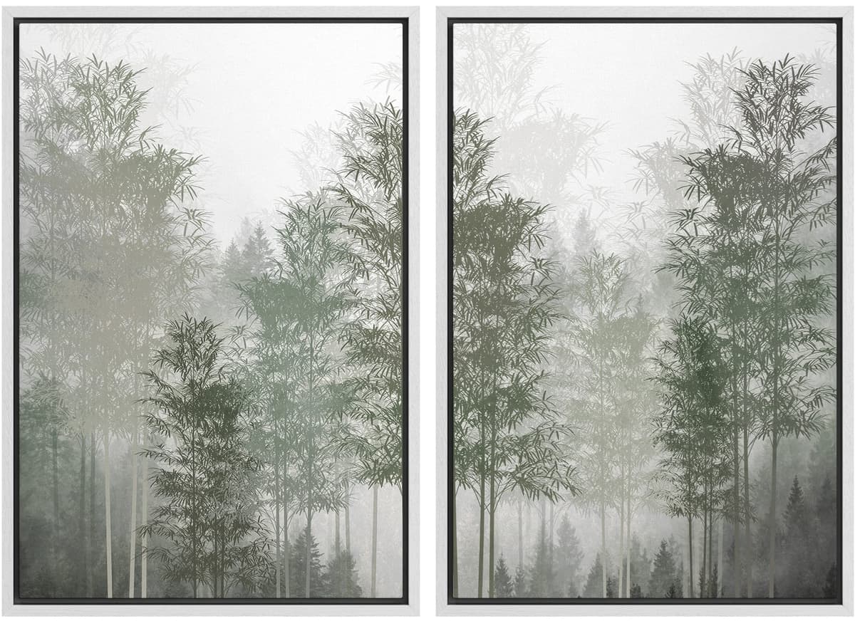 MUDECOR Framed Canvas Print Wall Art Monochromatic Gradient Abstract Minimalist Gray Illustrations Modern Art Decorative Bohemian Colorful Chic for Living Room, Bedroom, Office - 16"x24"x2 Black — view 87