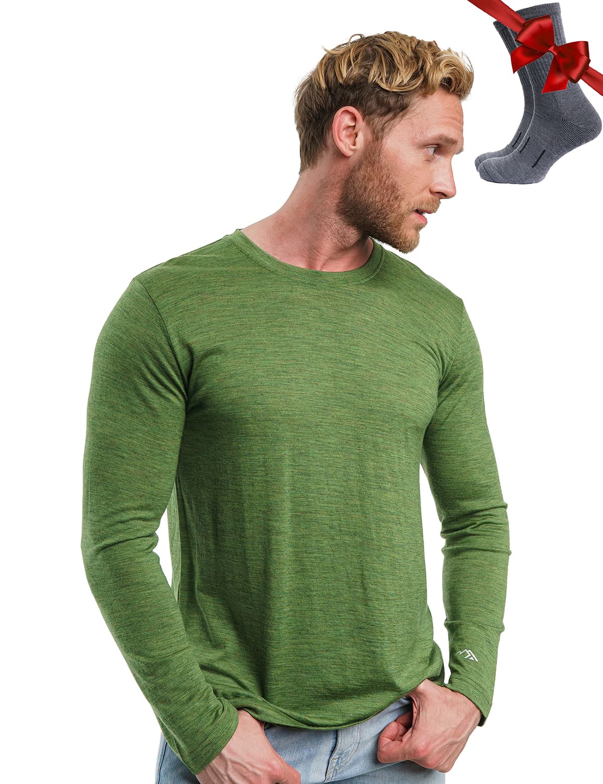 Merino.tech Camiseta Lana Merino Hombre - Deportiva Ropa Térmica 100% Lana Merino Ligero, Medio, Pesado con Calcetines — view 25