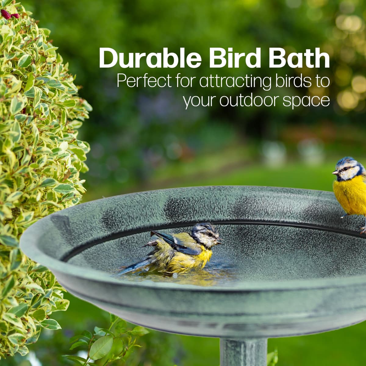 DIVCHI Bird Bath for Garden Freestanding Birdbaths Wild Birds Baths Feeder Bowl Pedestal Birdbath for Outdoors Patio Yard & Lawn Décor (Light Green Classic Bird Bath) — view 2