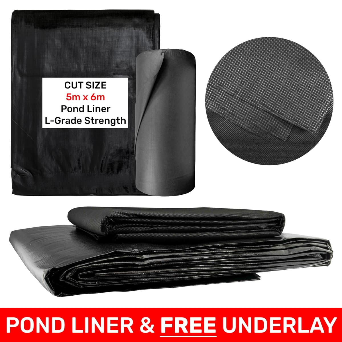 AP Supplies 5m x 6m Pond Liner 200GSM with Underlay 50GSM – Heavy Duty Flexible Garden Pond Liner & Protective Eco Underlay for Koi Ponds, Wildlife Ponds & Water Features – UV & Tear Resistant — view 3
