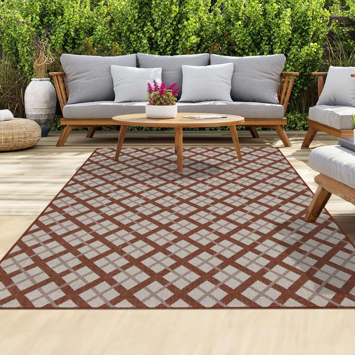 homeart Outdoor Rugs | Easy-Cleaning Indoor & Outdoor Area Rugs for Porch, Deck, Balcony, Garden, Picnic, Kitchen, Hallway | UV & Weather-Resistant Large Patio Rug Mats | Green Cream, 80 x 150 cm — view 63
