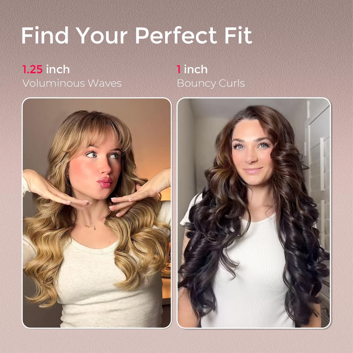 TYMO CurlPro Plus Hair Curler Automatic Rotating - Long Barrel Curling Wand for Long Hair, Ceramic Curling Iron for Women, Anti-Scald, Tangle-Free, 600M Ionic, Dual Voltage, UK Plug, Gold, 32 mm — view 4