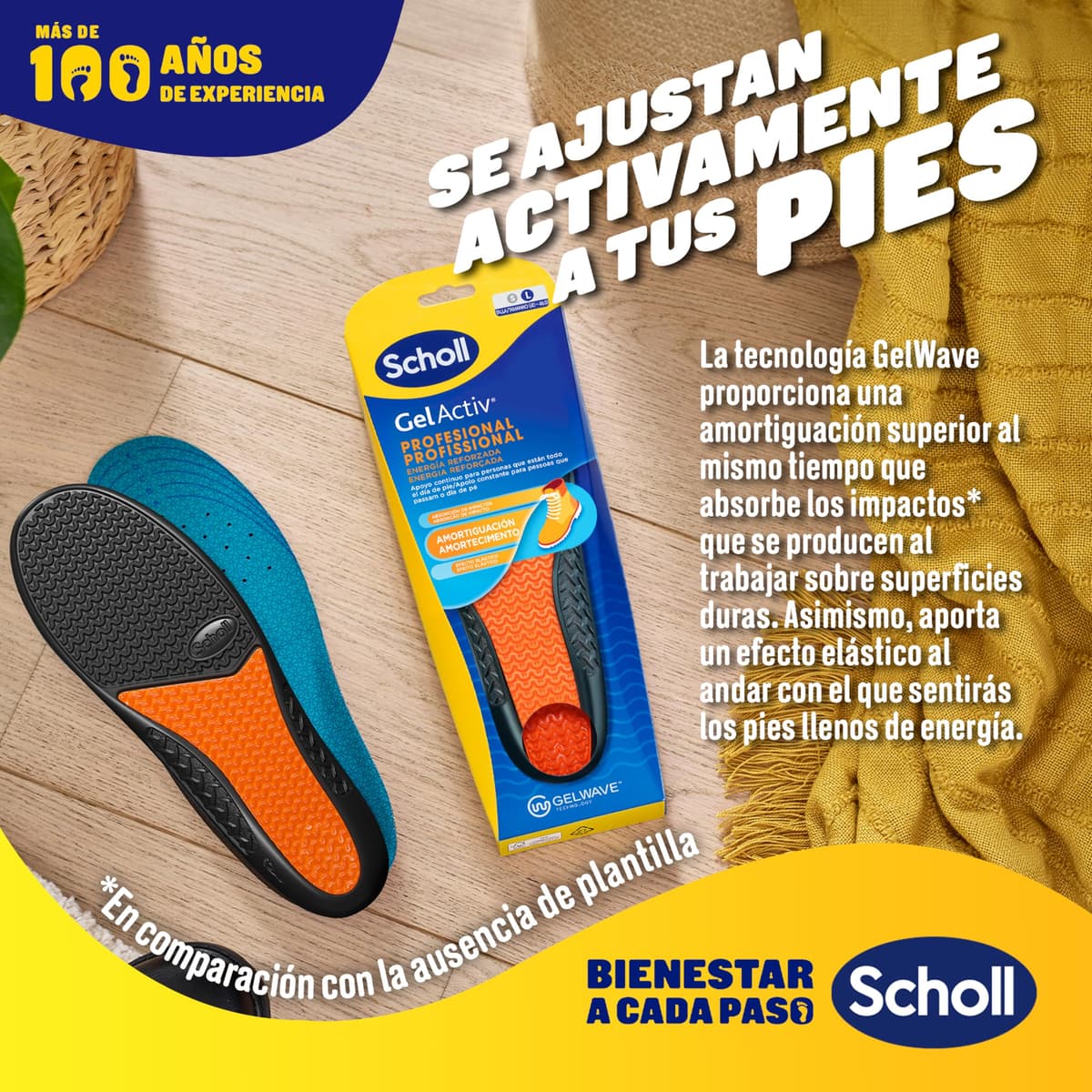 Scholl GelActiv Profesional Plantillas de Gel para Hombre - Botas y Zapatos de Trabajo, Comodidad Superior y Absorción de Impactos con Tecnología GelWave, Amortiguación Todo el Día, Talla 40-46.5 — view 3