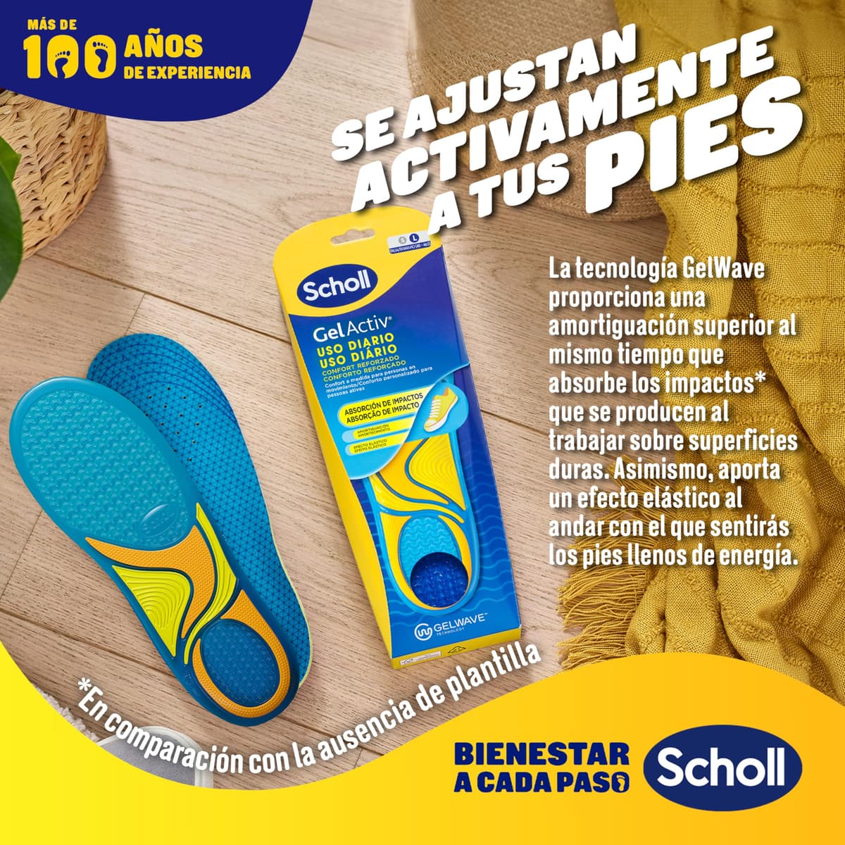 Scholl GelActiv Uso Diario Plantillas de Gel con Memory Foam para Hombre-Antifatiga, Amortiguación Avanzada, Espuma Viscoelástica y GelWave, Compatibles todo tipo de Botas o Zapatillas, Talla 40-46.5 — view 3