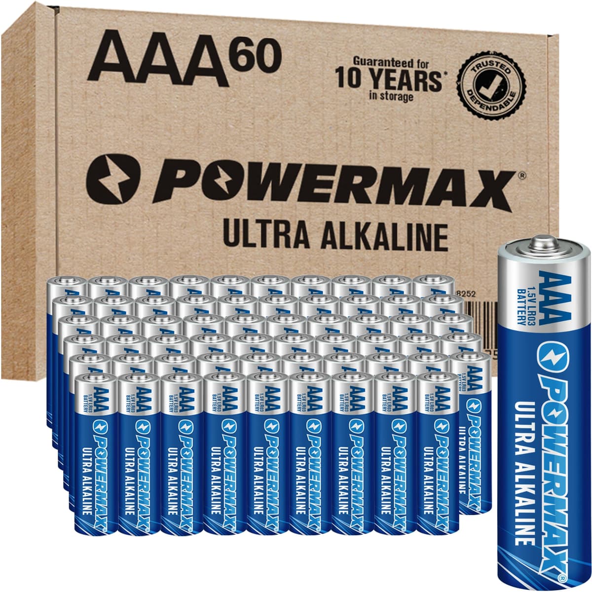 Powermax 24-Count Triple AAA Batteries, Ultra Long Lasting Alkaline Battery for Home and Office, 10-Year Shelf Life, Reclosable Packaging — view 10