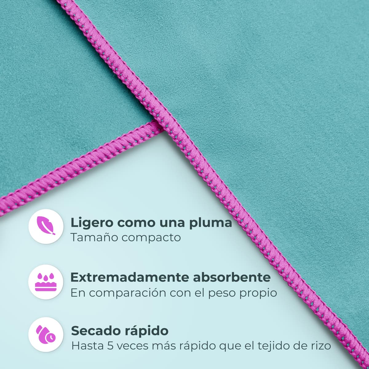 NirvanaShape Toalla de Microfibra 60 x 40 cm, Toalla de Viaje Ligera y compacta - Toalla de Microfibra para Viajes, Vacaciones, Fitness - sin Bolsillo en la Esquina ni Bolsa de Embalaje — view 2