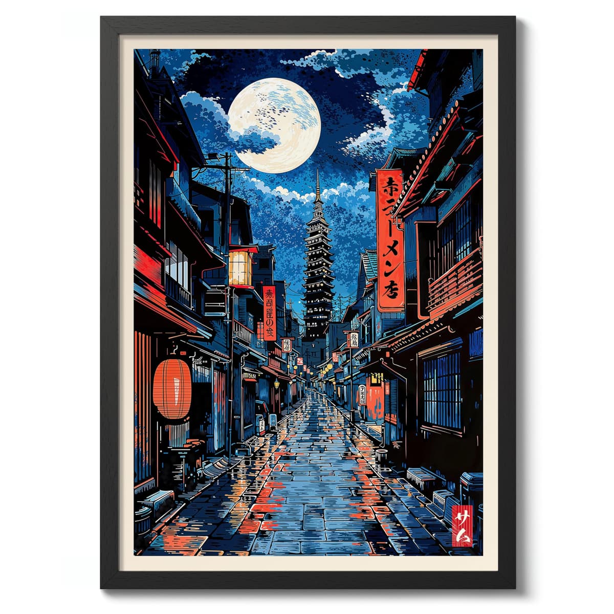 Tokyo Tea House Anime Woodblock Poster Modern Ukiyo-E, Japanese Cartoon Illustration Print, Archival Matte, A4 (Print Only) - 29.7x21cm — view 34