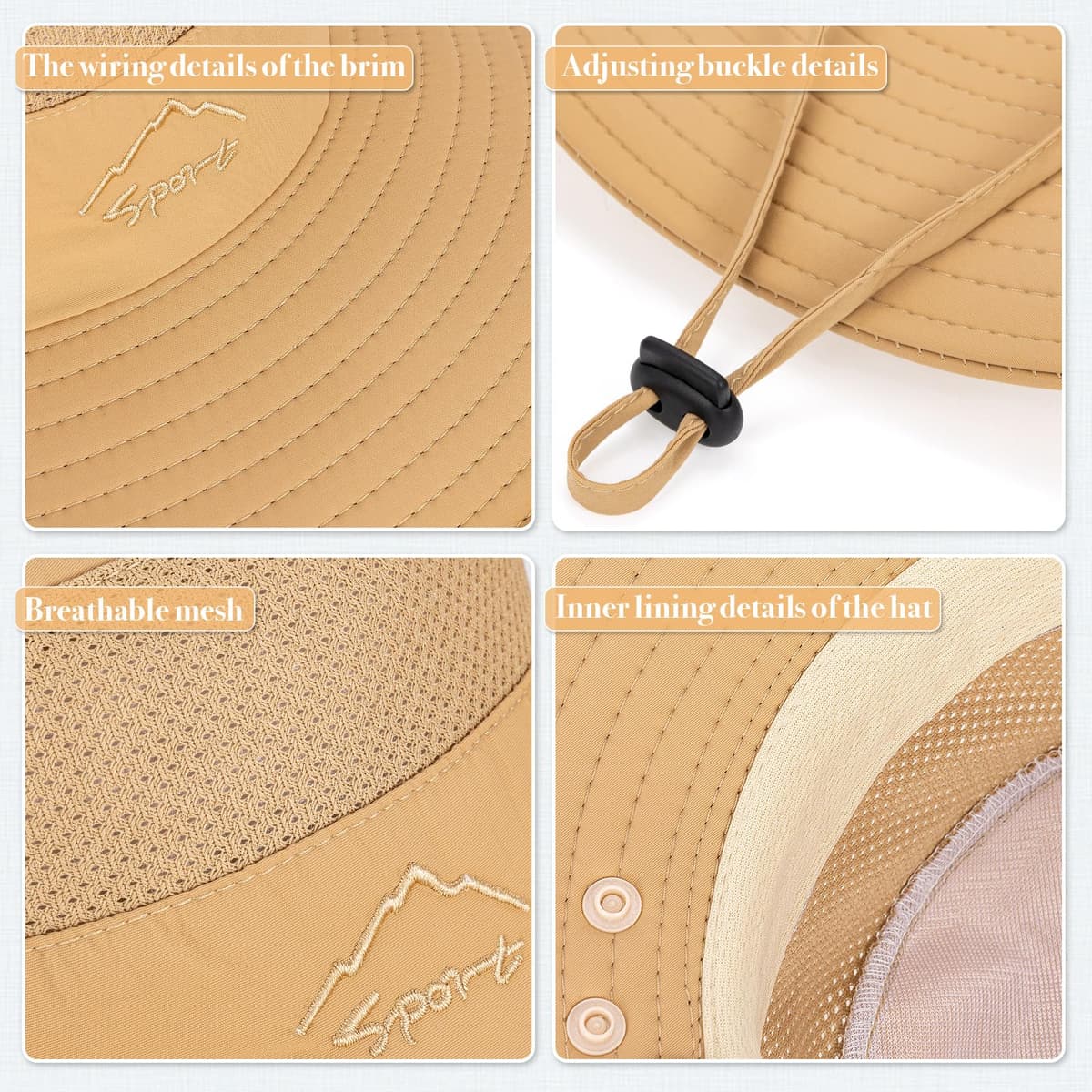 TAGVO Sombreros de Pesca para Hombre Mujer con Cubierta de Cuello Desmontable, Gorros de Pescador con Protección UPF 50+, Sombreros y Gorras de Sol Plegables para Cámping Excursionismo Caminando — view 5