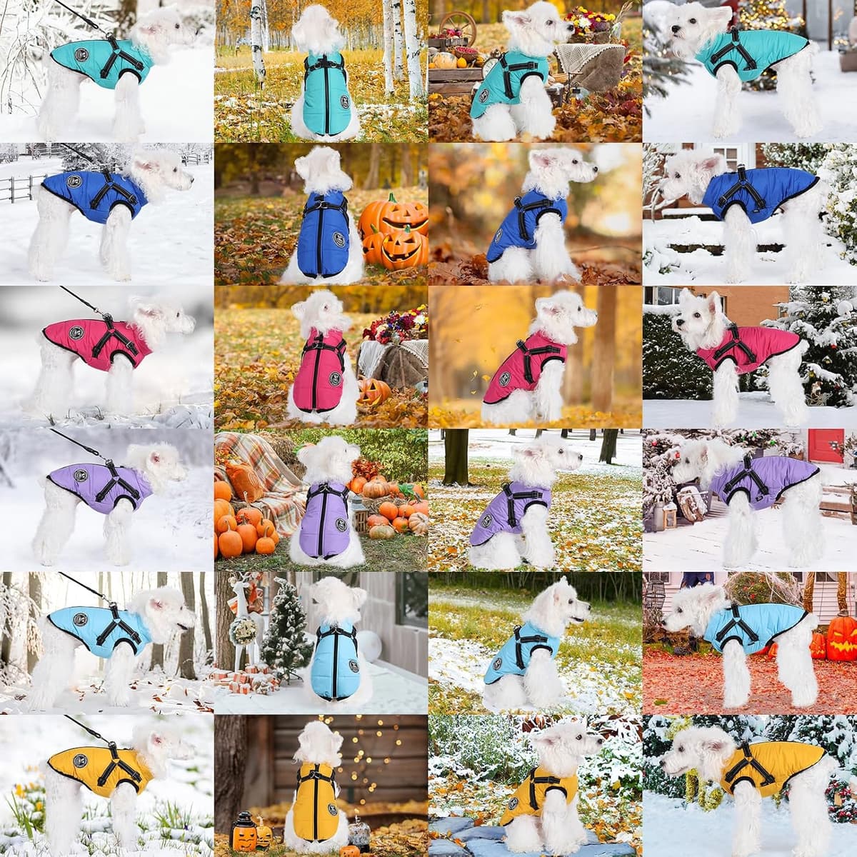 Poseca Waterproof Winter Coat for Small Dogs - Warm Vest Jacket with Harness for Small Medium Large Dogs — view 4