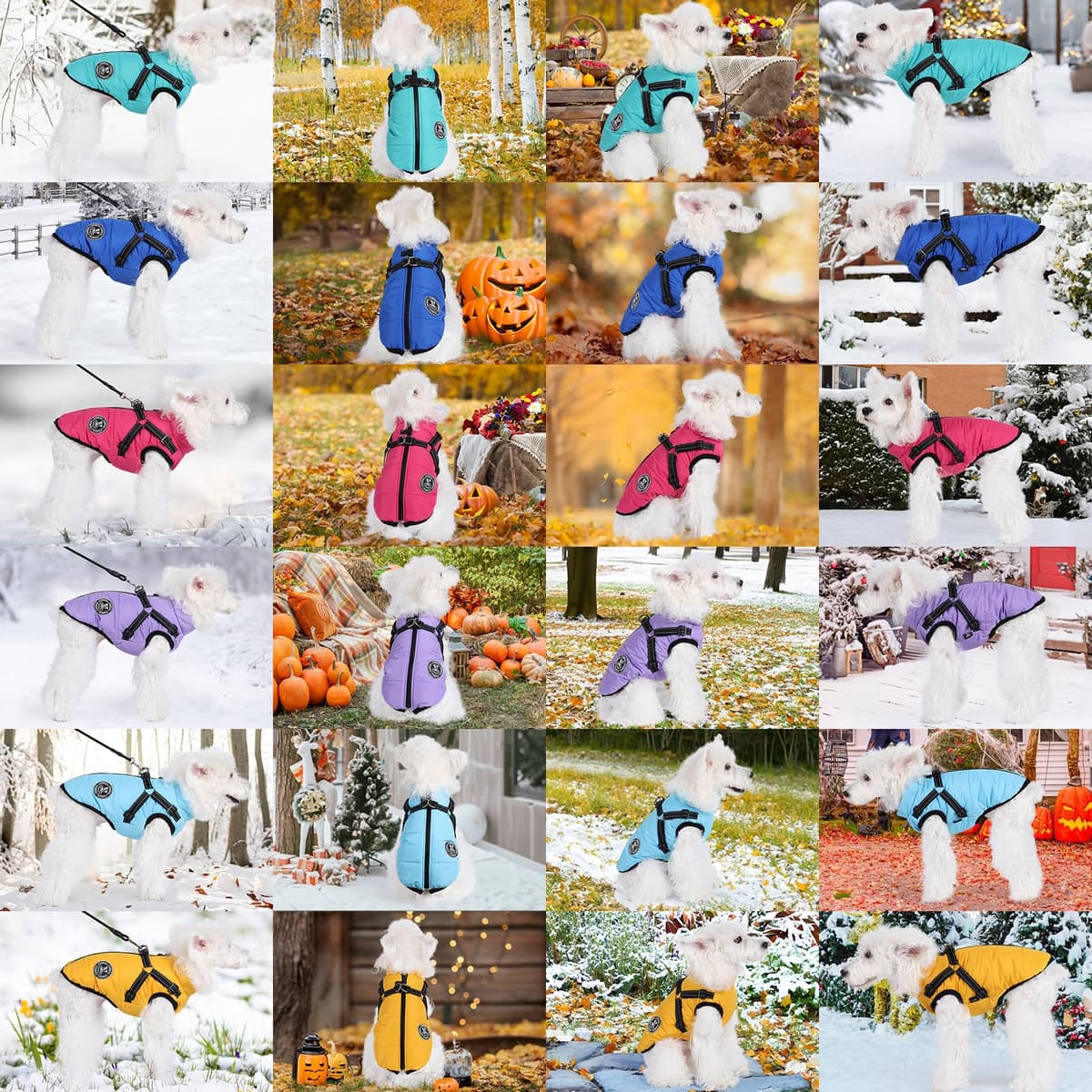 Poseca Dog Coat with Harness,Dog Coats Waterproof,Small Dog Harness Jacket,Puppy Winter Fleece Jackets,Winter Waterproof Coat with Reflective Harness and Zipper for Small Medium Large Dogs — view 5