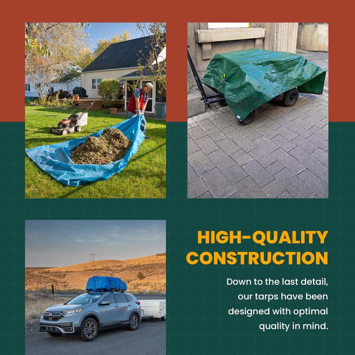 Large Waterproof Tarp- Heavy Duty Thick Poly Tarpaulin Ideal for Canopy Tents, Boats, RV or Pool Covers- Multipurpose Protective Tarps with Grommets for Indoor and Outdoor Use — view 5