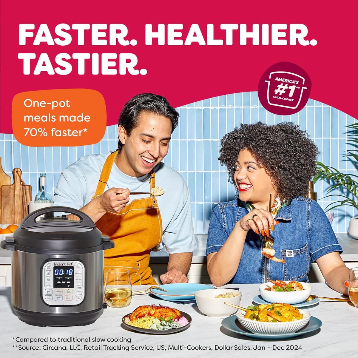 Instant Pot Duo 7-in-1 Electric Pressure Cooker, Slow Cooker, Rice Cooker, Steamer, Saute, Yogurt Maker, Warmer & Sterilizer, Includes App With Over 800 Recipes, Stainless Steel, 6 Quart 6 Quarts Instant Pot