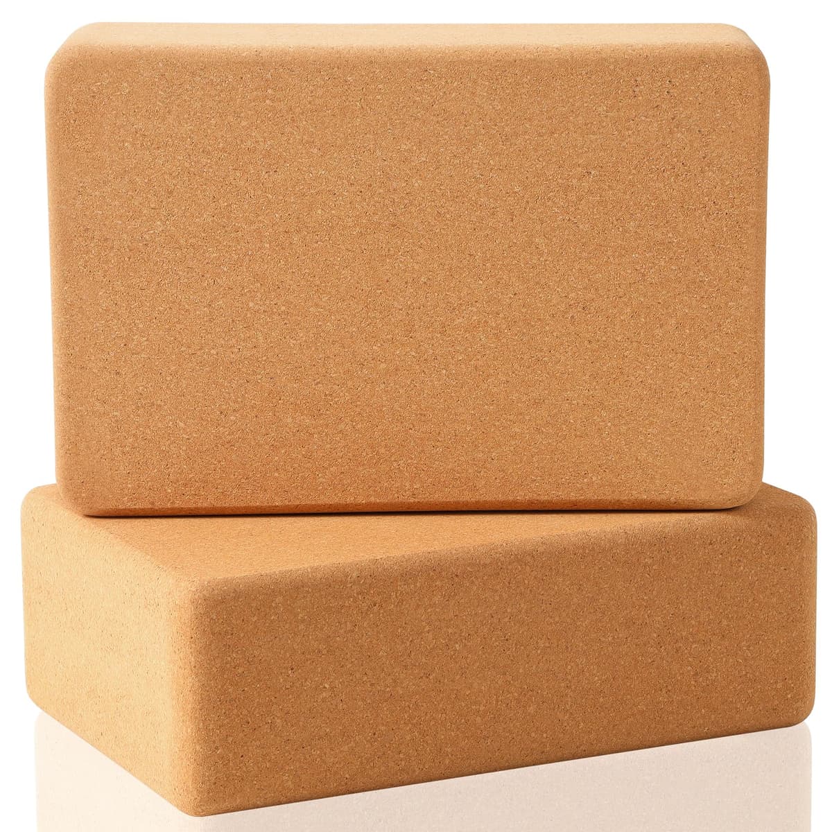 Juego de 2 bloques de yoga de corcho natural, bloque de yoga para fitness, pilates, estiramiento y meditación, ayuda para regeneración, espalda, estiramientos, bloqueos